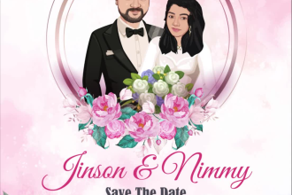 create a unique  save the date with caricature in 24 hours