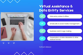 be your virtual assistant, i will do data entry work,business card,logo making
