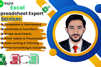 design excel spreadsheet, google sheets, dashboard,charts, pivottable and macros
