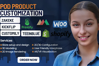 set up zakeke, customily, teeinblue, kickflip 2d 3d product pod personalization