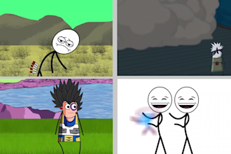 animate stick figures, stickman characters, cartoon