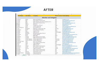 clean, format, merge, split and enter excel data