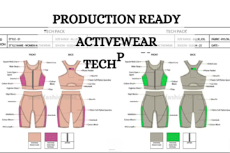 create activewear and sportswear tech packs