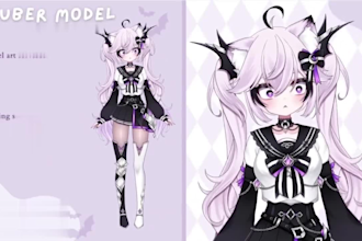 design live2d vtuber model, 2d vtuber model, live2d vtuber rigging, anime art