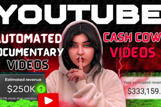 setup revenue youtube automation channel business, cash cow videos, cash cow