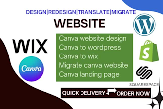 design, redesign canva website mockup landing page migrate to wordpress wix