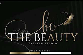design signature cosmetics makeup and eyelash beauty logo