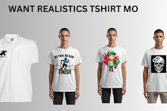 create realistic tshirt,polo shirt mockup design