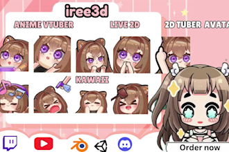 chibi vtuber chibi anime live 2d character, anime 2d vtuber for vtuber twitch