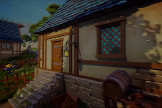 stylized fantasy open world environment,medieval,aaa stylized village,ue5,jungle