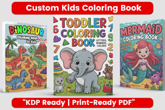 design custom kids and adults coloring book or activity pages for KDP