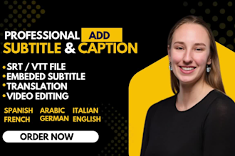 add subtitle and caption to your video in english arabic spanish french italian