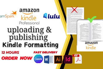 upload edit format paperback publish ebook manuscripts for amazon KDP, lulu ingr