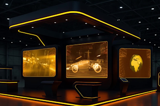 create a 3d mockup animation video of your exhibition stand