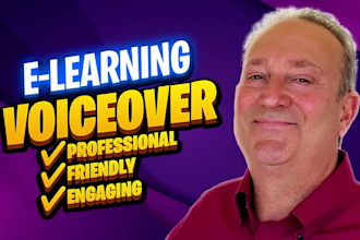 record an elearning american male voice over narration in english human