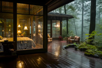 make  custom cozy rain video with midjourney ai image
