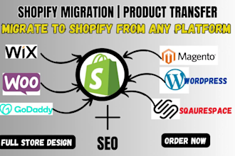 migrate wix magento wordpress woocommerce squarespace godaddy to shopify store
