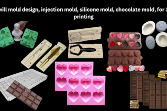 mold design, plastic chocolate mold, cake mold,  soap mold, stl for 3d printing