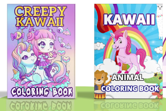 design kawaii coloring book cover and pages for men women and kids