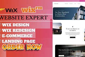 design build create develop customize redesign set up integrate fix wix website