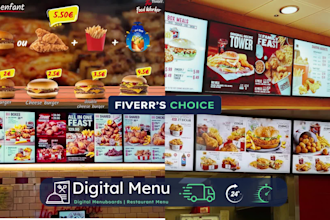 design digital menu board TV static menu animate restaurant