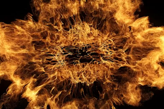 vfx cgi, 3d fire explosion, 3d smoke, dust animation, for destruction fx
