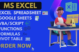 create excel spreadsheet, google sheet with functions, formulas, pivot tables