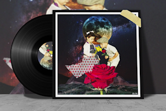 do collage artwork for album cover, cloth, poster