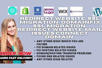 fix ssl migration, redirect website, mail issues,connect domain hostinger cpanel