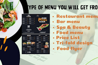 create modern menu design food menu, bar, restaurant menu