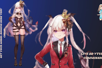 draw and rig live2d vtuber model, 2d vtuber model live2d vtuber commission