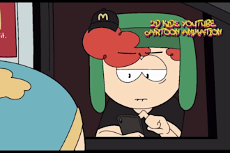 2d cartoon youtube intro, disney kids cartoon animator, southpark cartoon video