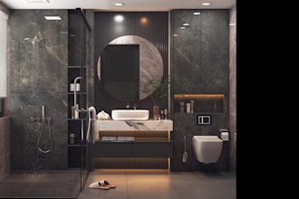 design functional kitchen,  bathroom layout with 3d rendering