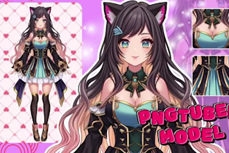 do male or female pngtuber live 2d vtuber model in anime art for vtuber streamer