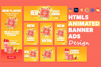 design HTML5 animated banner ads, display ads or adroll