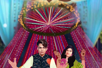 create wedding invitation with caricature