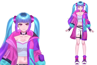 draw live2d vtuber model, 2d vtuber model, live2d rigging anime vtuber model