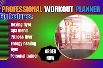 design a gym, fitness, boxing, spa menu, event club flyer