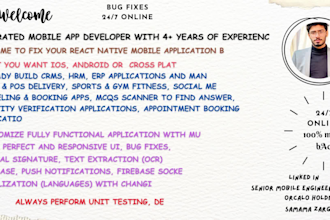 fix your react native, bugs, issues, errors, bug fix, react