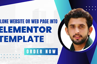 convert or clone any web page or any site into elementor template design