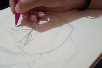 hand draw pencil sketch black and white for anime or illustration