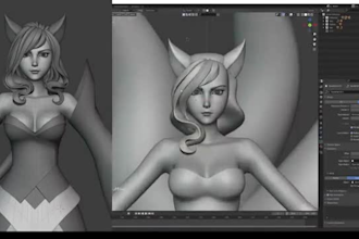 sculpt anime model 3d sculpting cnc cutting in zbrush blender for 3d print game