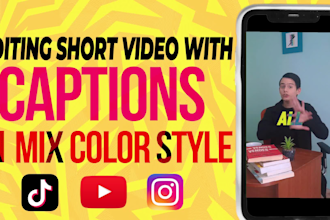 editing short video and add subtitles in mix color
