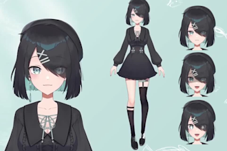 design live2d vtuber model, vtuber rigging, 2d vtuber animie, vtuber character