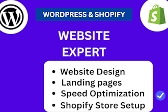 design responsive wordpress website landing  page speed optimization shopify