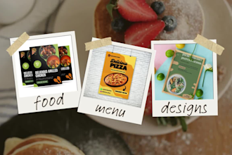 create food flyers,menus, and posters for your restaurants