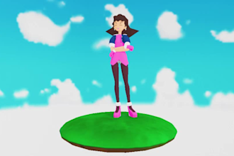 create 3d animated models in a low poly ps2, ps1 style