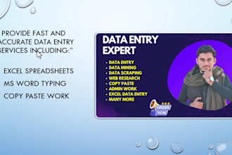 do accurate data entry typing excel work and books typing