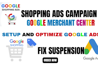setup optimize google ads fix merchant center shopping ads campaign suspension
