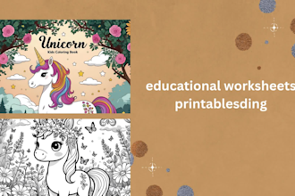 create KDP coloring book interiors and printable kids activity worksheets